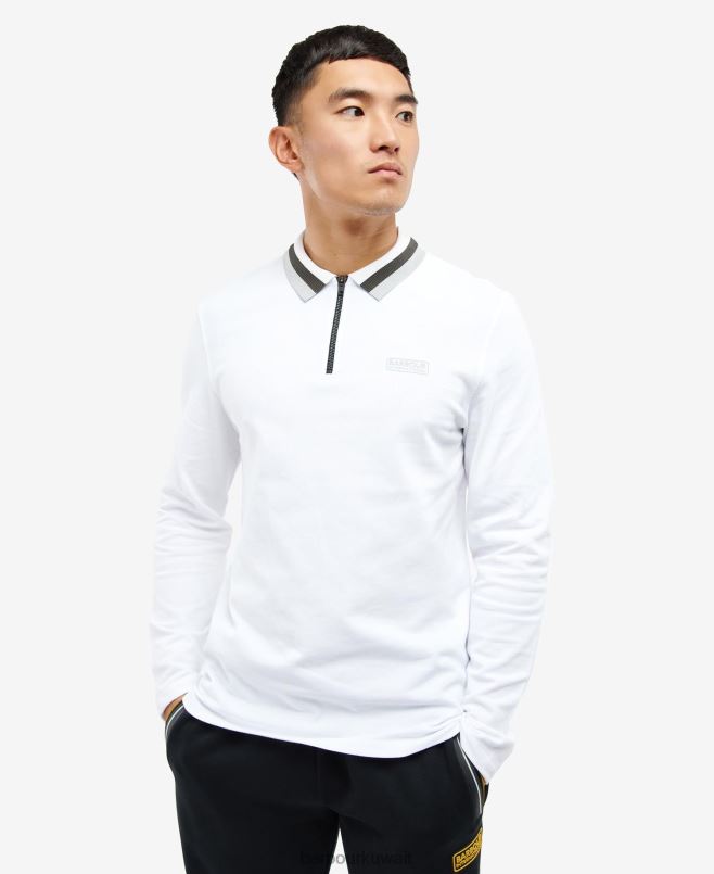 Barbour رجال قميص بولو من Adisham بأكمام طويلة H2VVL741 ملابس أبيض