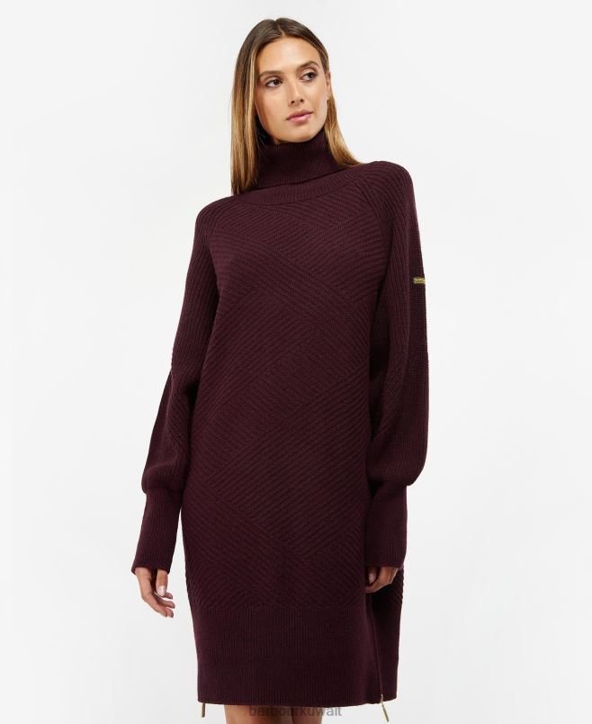 Barbour نحيف فستان محبوك من Claremont H2VVL1882 ملابس كرز أسود