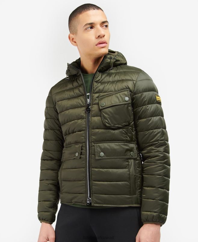 Barbour رجال جاكيت مبطن بغطاء رأس ريسر أوستون H2VVL115 ملابس حكيم