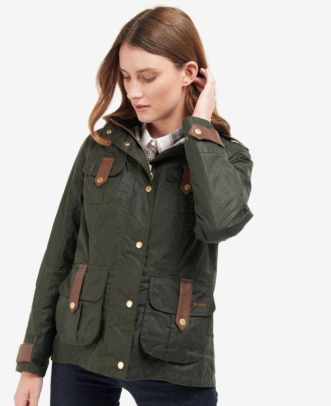 Barbour نحيف سترة مشمع ممتازة للدفاع H2VVL1396 ملابس أرشيف زيتون / عتيق