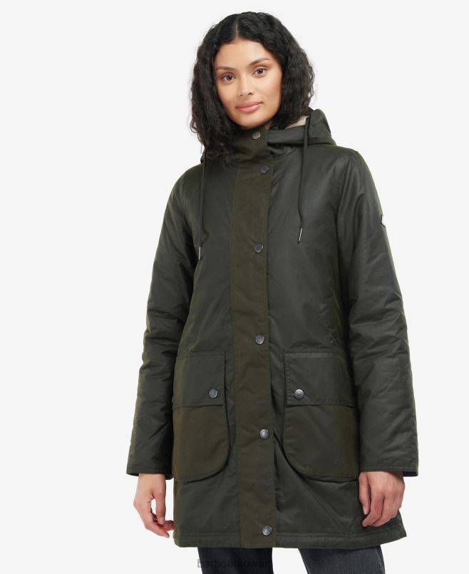 Barbour نحيف سترة الشمع لونان H2VVL1397 ملابس سرخس / زيتون / ليميد