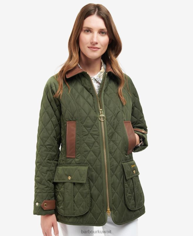Barbour نحيف جاكيت مبطن فاخر بالخرز H2VVL1430 ملابس زيتون / قديم
