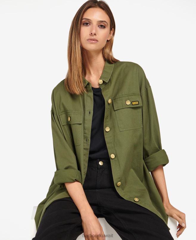 Barbour نحيف مورجان H2VVL1592 ملابس منتصف الليل الأخضر