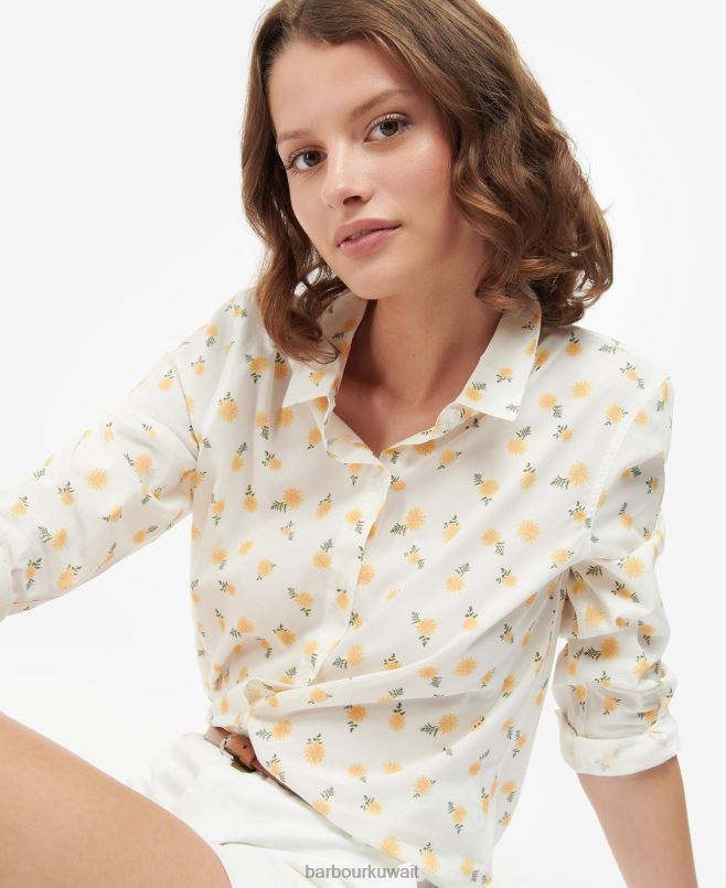 Barbour نحيف قميص سفاري H2VVL1608 ملابس سحابة / طباعة متعددة الكلاب