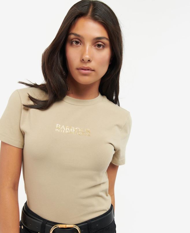 Barbour نحيف عهد تي شيرت اقتصاص H2VVL1691 ملابس أسود كلاسيكي