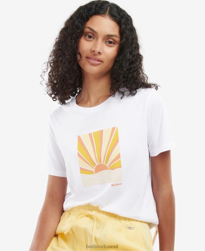 Barbour نحيف تي شيرت بنروز H2VVL1717 ملابس أبيض