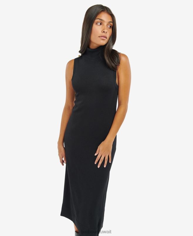 Barbour نحيف فستان منسوج روزبرن H2VVL1880 ملابس أسود كلاسيكي