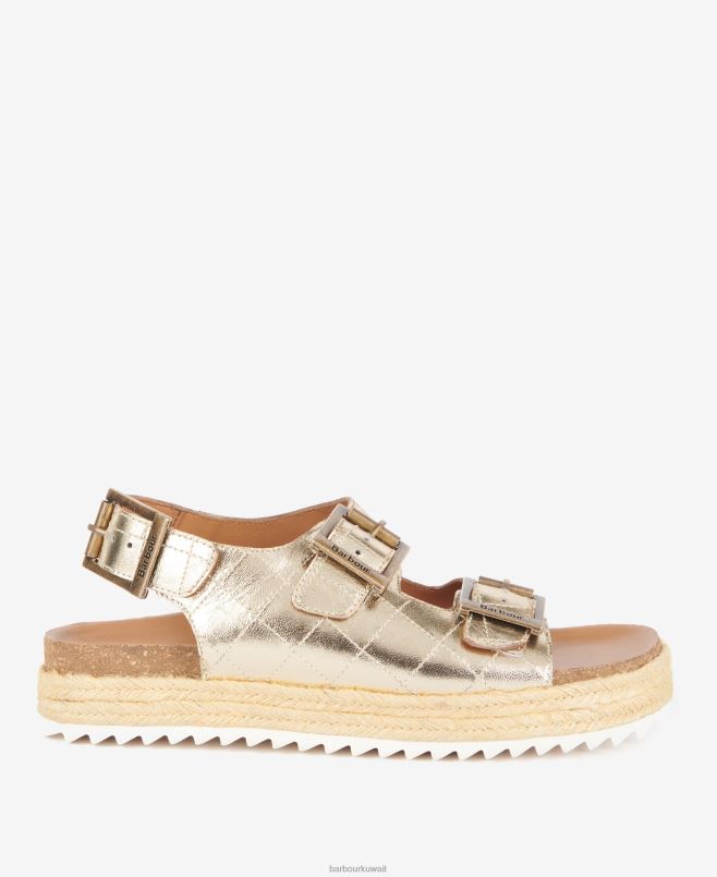 Barbour نحيف صندل هيلينا فلاتفورم H2VVL2110 الأحذية ذهبي معدني