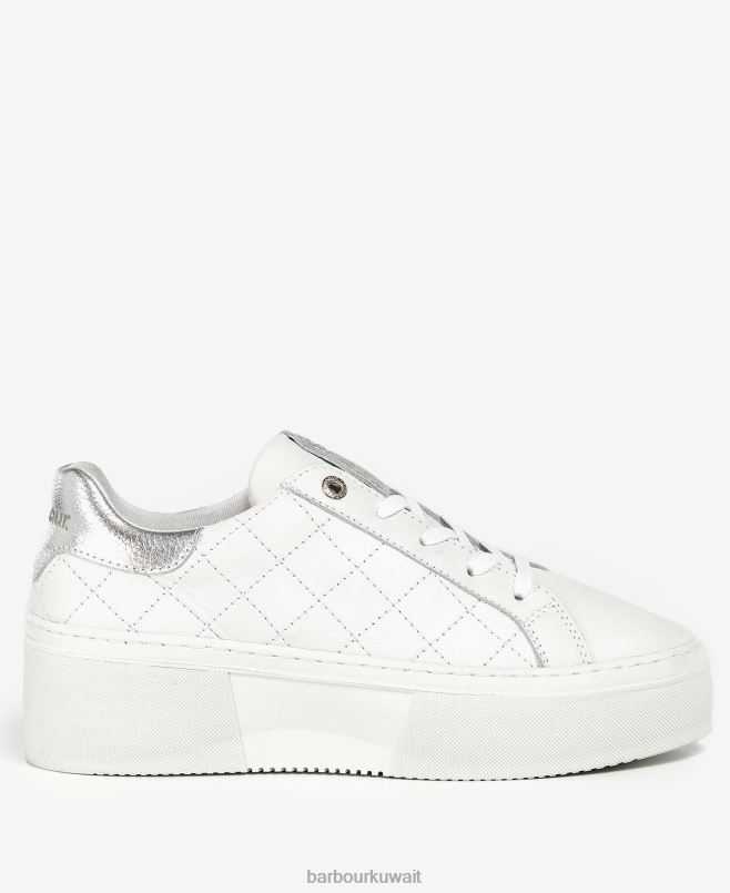 Barbour نحيف المدربين دارلا H2VVL2125 الأحذية الفاوانيا البيضاء / الفضية