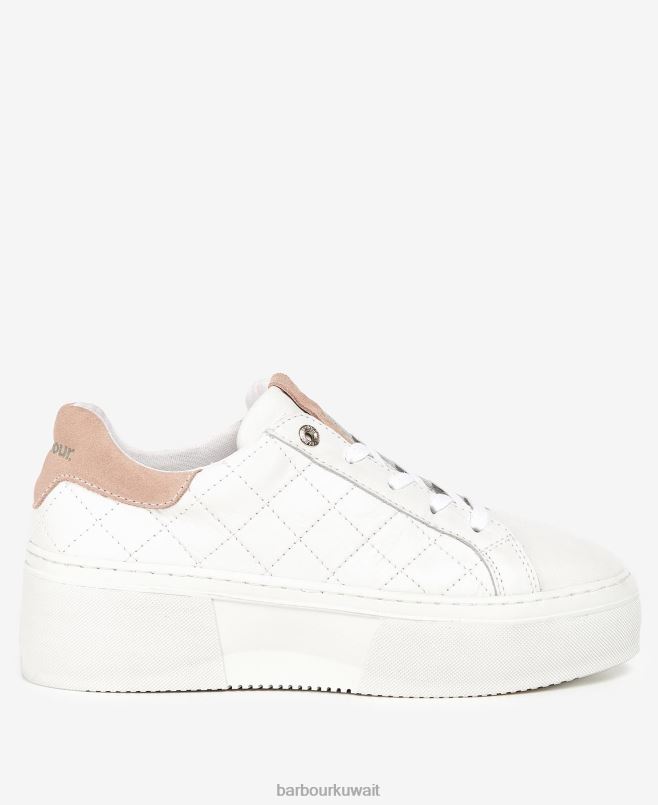 Barbour نحيف المدربين دارلا H2VVL2126 الأحذية الفاوانيا البيضاء / الفضية