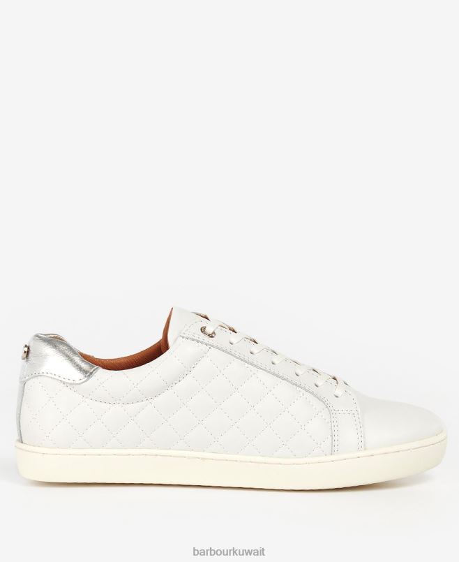 Barbour نحيف مدربين كوزمو H2VVL2130 الأحذية جلد معدني فضي