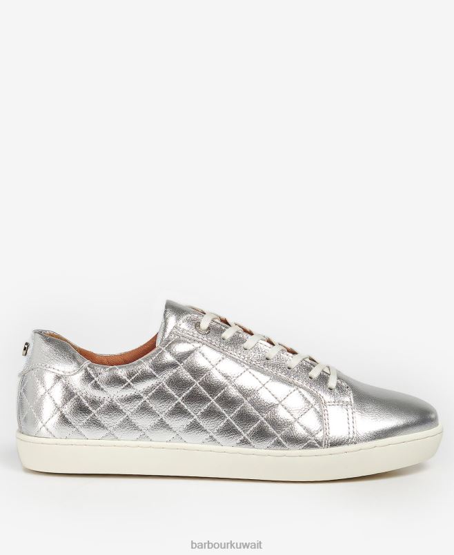 Barbour نحيف مدربين كوزمو H2VVL2131 الأحذية جلد معدني فضي