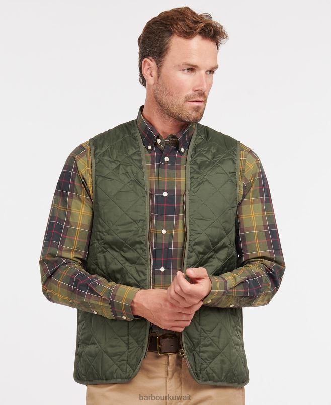 Barbour رجال صدرية مبطنة/بطانة بسحاب H2VVL2318 ملابس زيتون / قديم