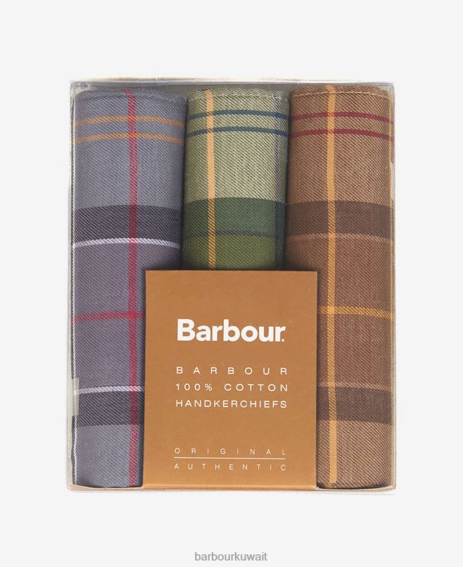 Barbour رجال مجموعة منديل هدية مربع H2VVL2349 مُكَمِّلات ساعة سوداء/أحادية اللون