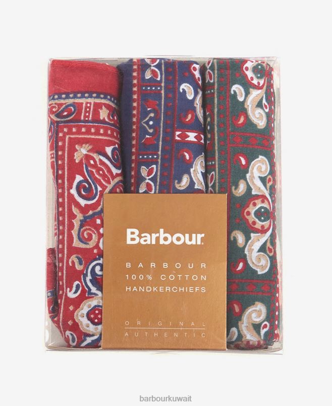 Barbour رجال مجموعة علب الهدايا مناديل بيزلي H2VVL2352 مُكَمِّلات أحمر / أخضر / كحلي