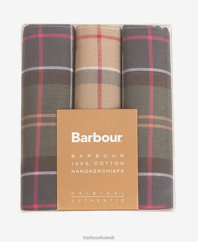 Barbour رجال مجموعة منديل هدية مربع H2VVL2354 مُكَمِّلات ساعة سوداء/أحادية اللون