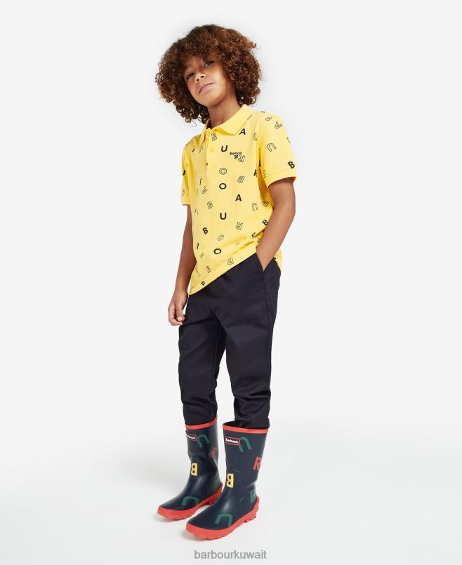 Barbour أولاد قميص بولو كاسبر H2VVL2518 ملابس اصفر مبيض