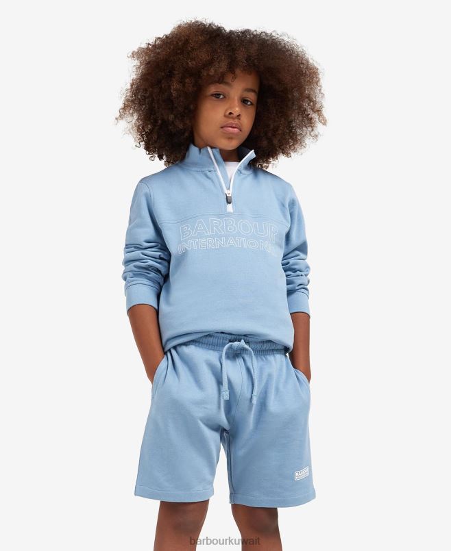 Barbour أولاد طقم شورت وسويت شيرت بنصف سحاب H2VVL2526 ملابس أسود كلاسيكي