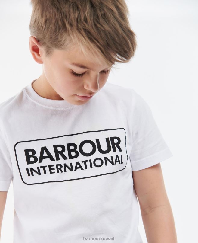 Barbour أولاد تي شيرت بشعار كبير أساسي H2VVL2527 ملابس المارل الرمادي