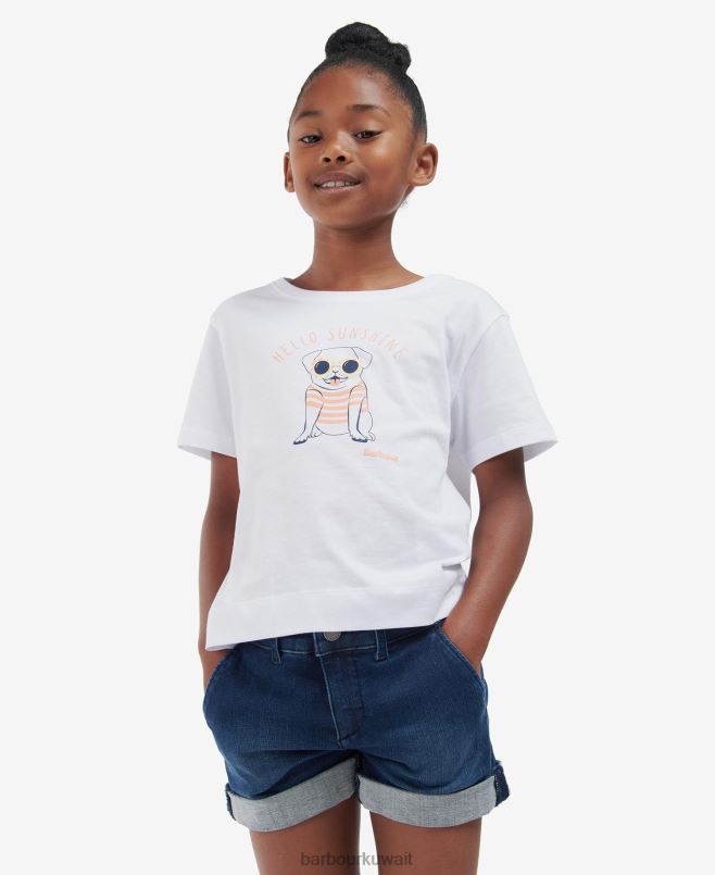 Barbour فتيات تي شيرت إيما H2VVL2562 ملابس كلاسيكي أبيض