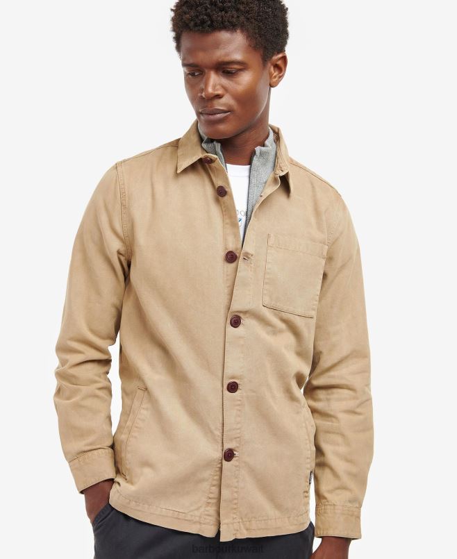 Barbour رجال قميص قطني مغسول H2VVL296 ملابس زيتون ابيض