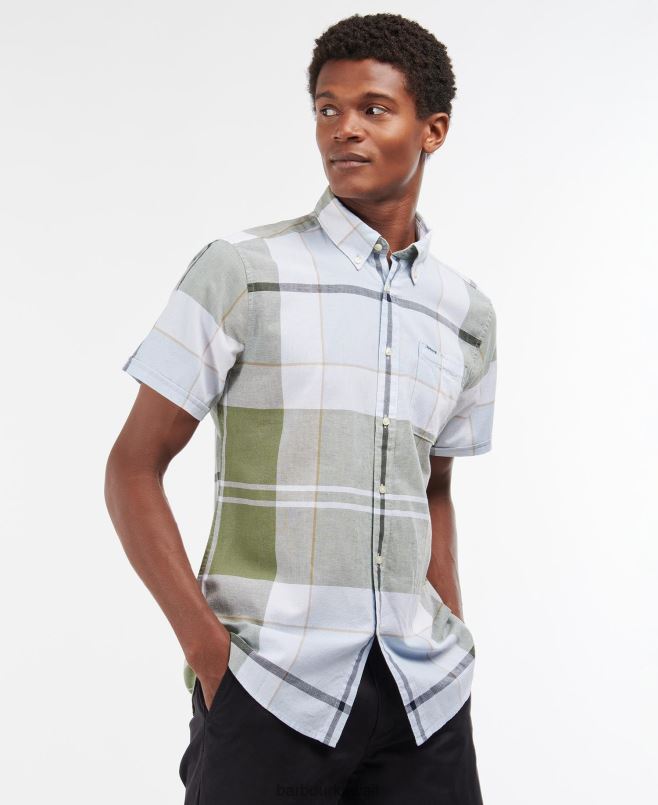 Barbour رجال قميص دوغلاس بأكمام قصيرة H2VVL352 ملابس البحرية الصيفية