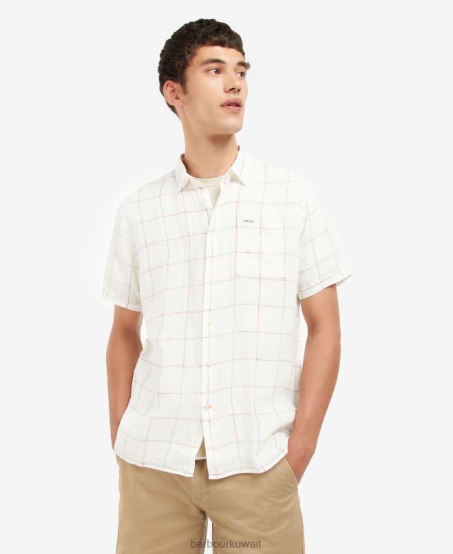 Barbour رجال قميص بايستون كتان H2VVL366 ملابس بيج فاتح