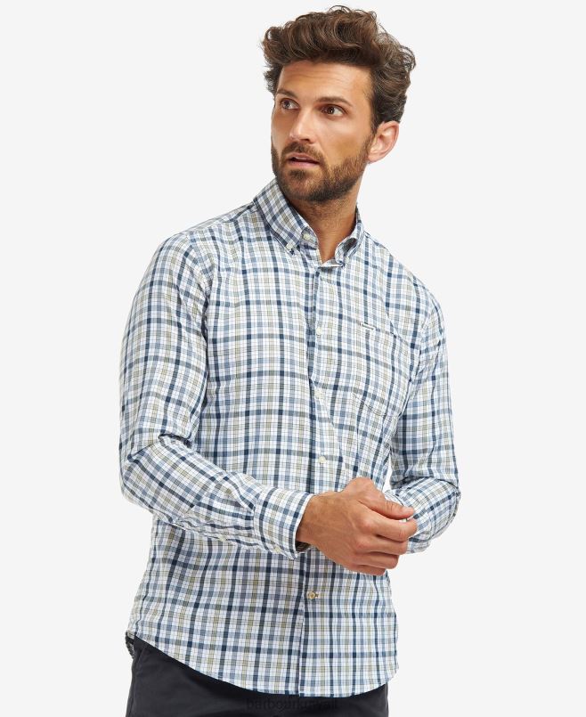 Barbour رجال قميص فحص هالهيل H2VVL378 ملابس أخضر