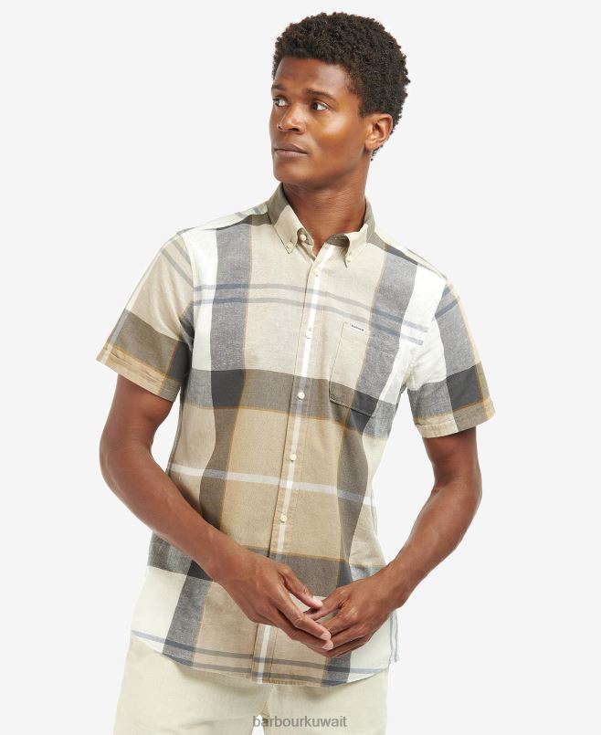 Barbour رجال قميص دوغلاس بأكمام قصيرة H2VVL383 ملابس كيلدر الترتان الأزرق