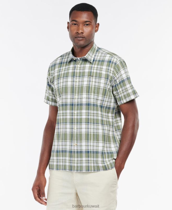 Barbour رجال قميص صيفي بودمين بأكمام قصيرة H2VVL396 ملابس زيتون