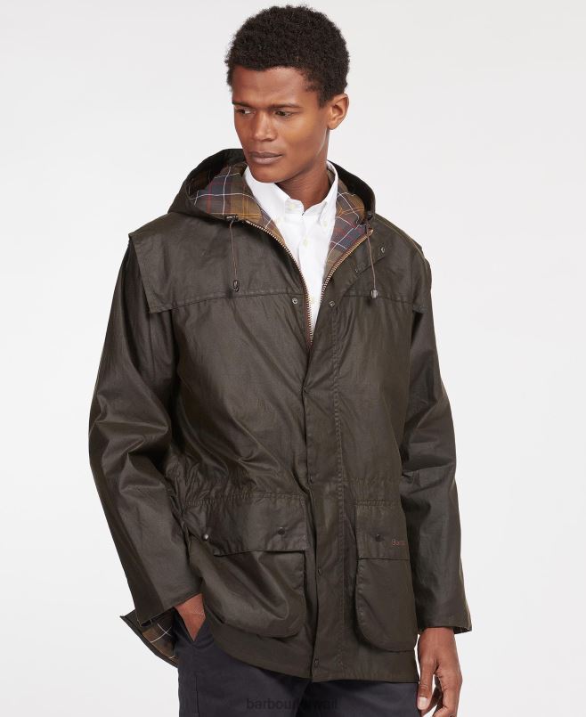 Barbour رجال جاكيت شمع كلاسيكي من دورهام H2VVL43 ملابس زيتون