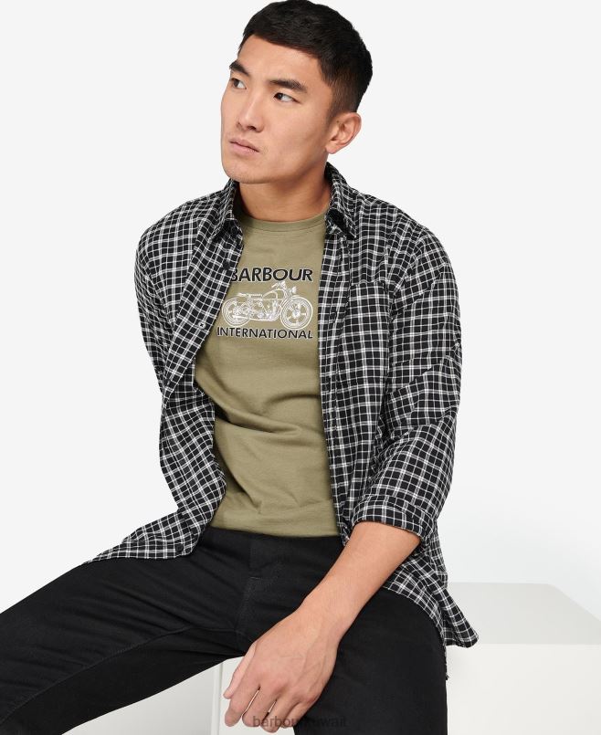 Barbour رجال قميص مكلاود H2VVL451 ملابس أسود / أبيض همس