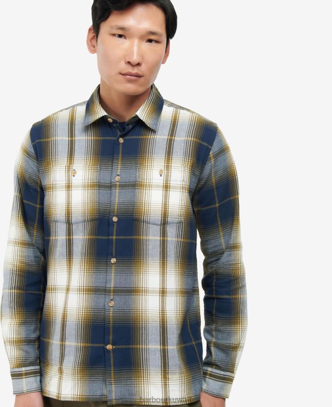 Barbour رجال قميص أبيض H2VVL473 ملابس الكلاسيكية البحرية