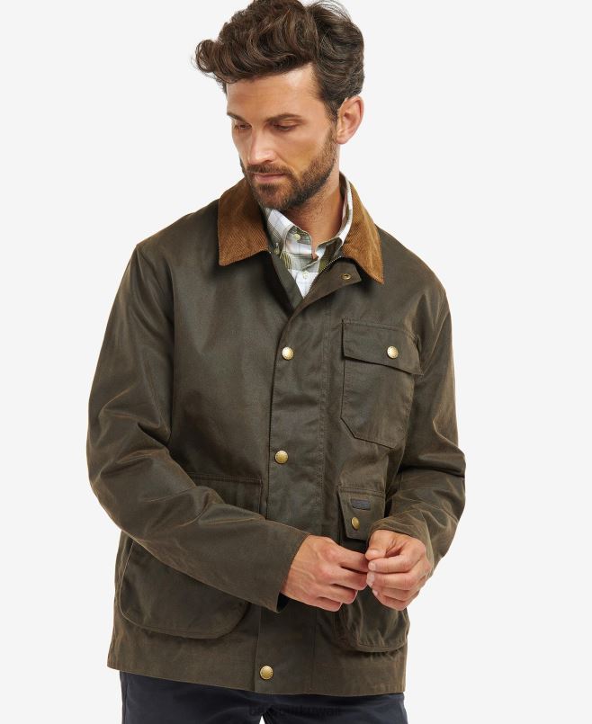 Barbour رجال سترة مشمع ميلدون H2VVL66 ملابس البحرية / نهر البتولا الترتان