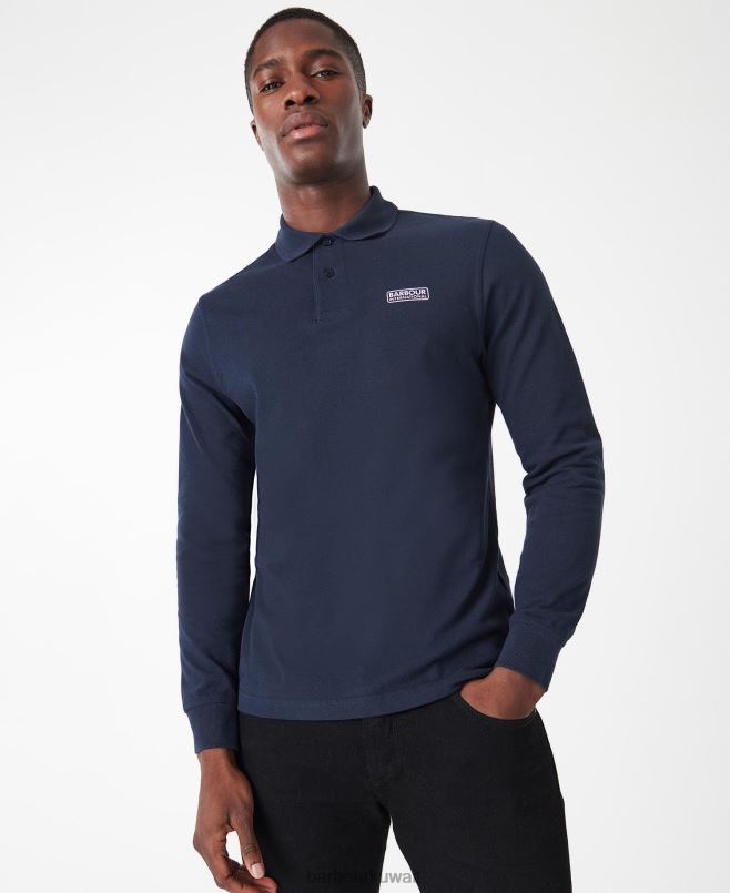 Barbour رجال قميص بولو بأكمام طويلة H2VVL663 ملابس أسود