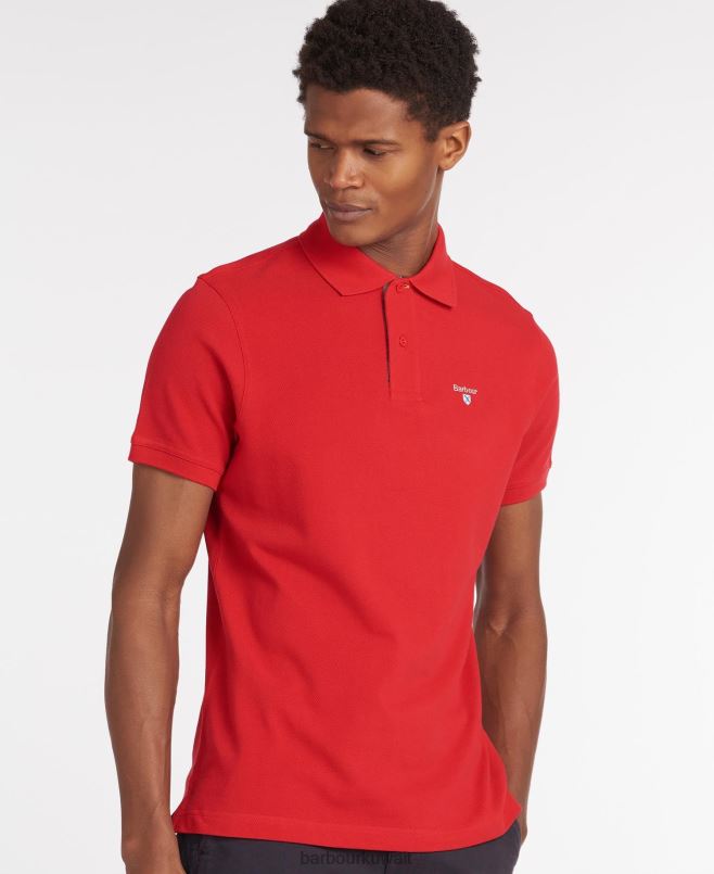 Barbour رجال قميص بولو الترتان بيكيه H2VVL734 ملابس أبيض / رمادي