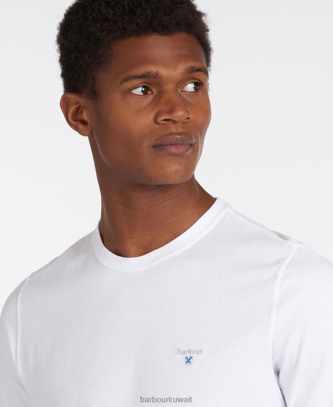 Barbour رجال أبوين تي شيرت H2VVL778 ملابس أبيض