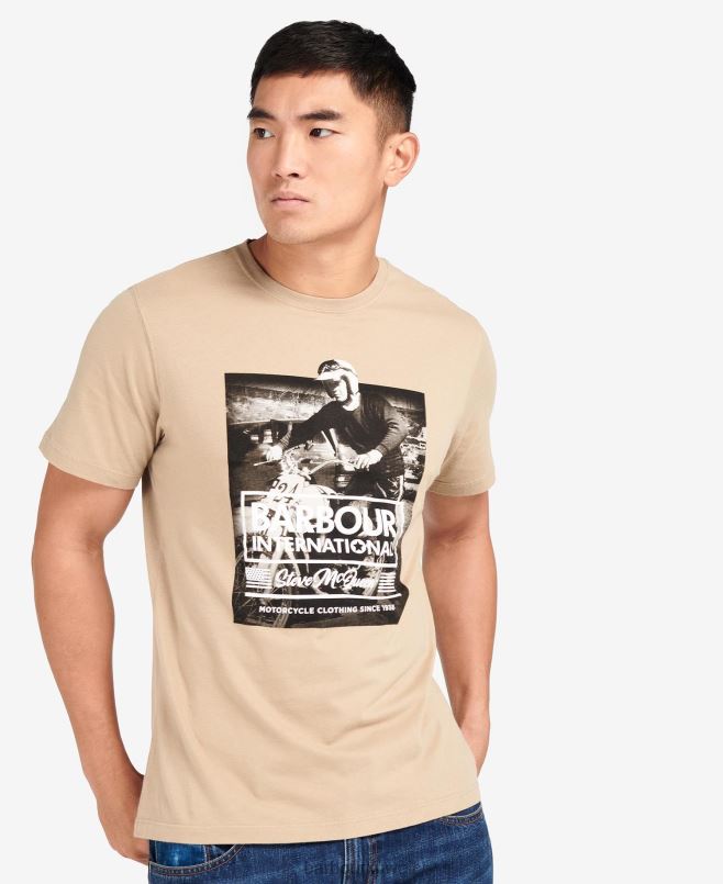 Barbour رجال تي شيرت برسومات موريس H2VVL821 ملابس همسة بيضاء