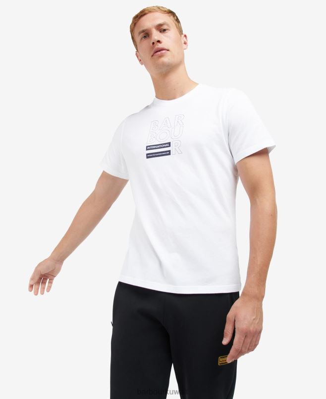 Barbour رجال تي شيرت مطبوع برسومات المكعب H2VVL854 ملابس كلاسيكي أبيض