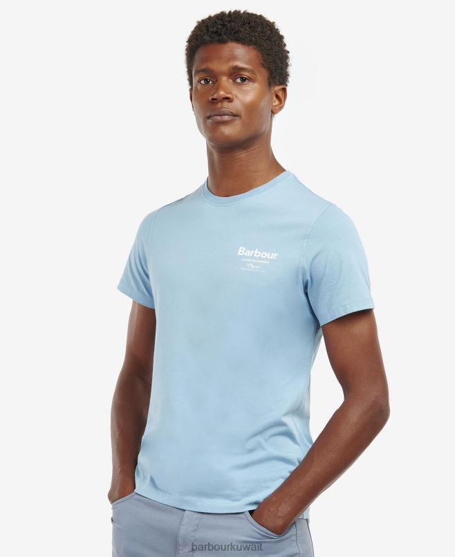 Barbour رجال تي شيرت ساتلي بطبعة جرافيك H2VVL904 ملابس زيتون ابيض