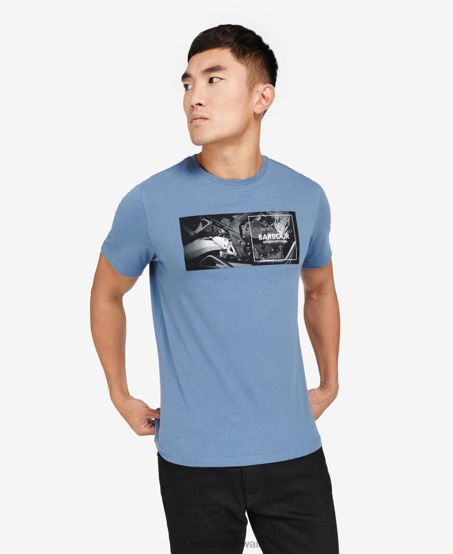 Barbour رجال تي شيرت بطبعة جرافيك H2VVL948 ملابس الأفق الأزرق