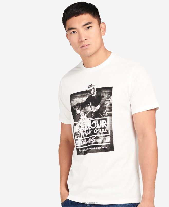 Barbour رجال تي شيرت برسومات موريس H2VVL961 ملابس همسة بيضاء