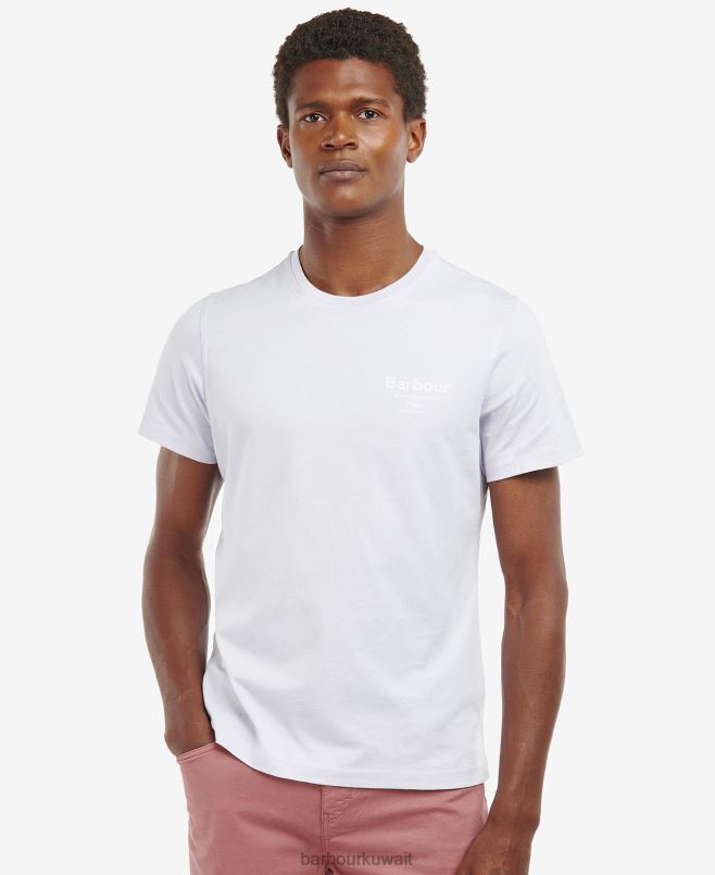 Barbour رجال تي شيرت ساتلي بطبعة جرافيك H2VVL964 ملابس زيتون ابيض