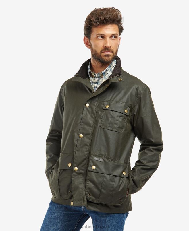 Barbour رجال سترة مشمع dunlin H2VVL26 ملابس زيتون / ترتان كلاسيك