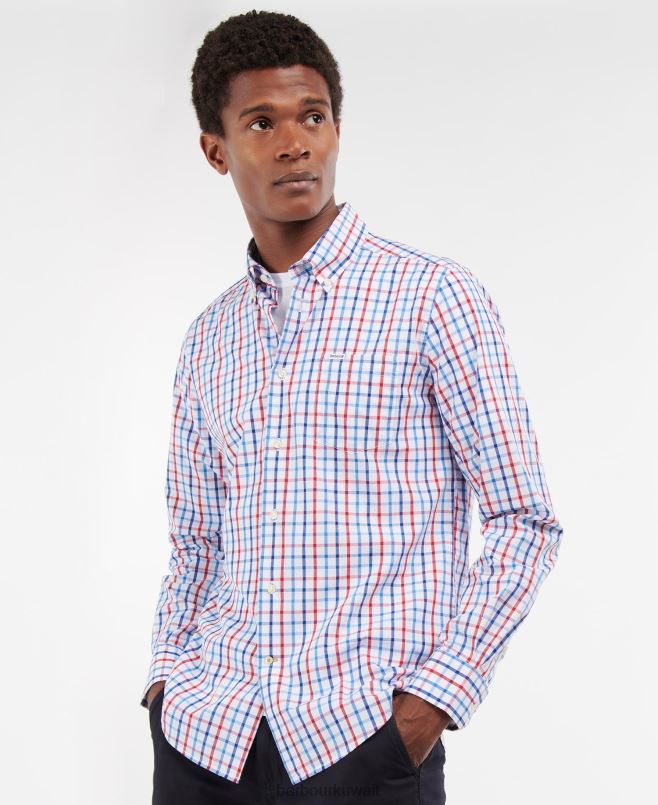 Barbour رجال قميص eldon H2VVL380 ملابس أحمر