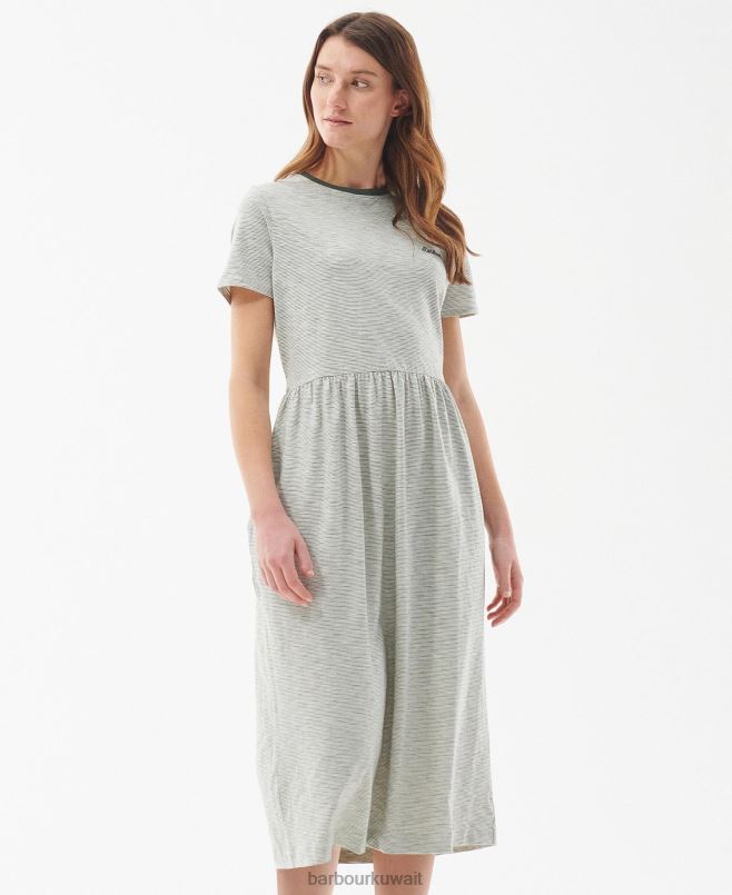 Barbour نحيف فستان ellewood H2VVL1830 ملابس زيتون / أبيض