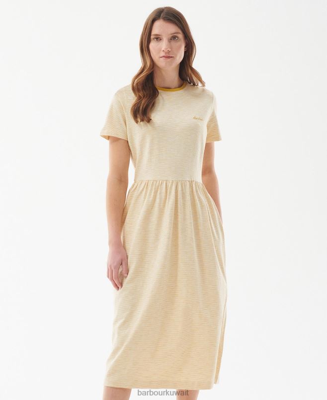 Barbour نحيف فستان ellewood H2VVL1831 ملابس زيتون / أبيض