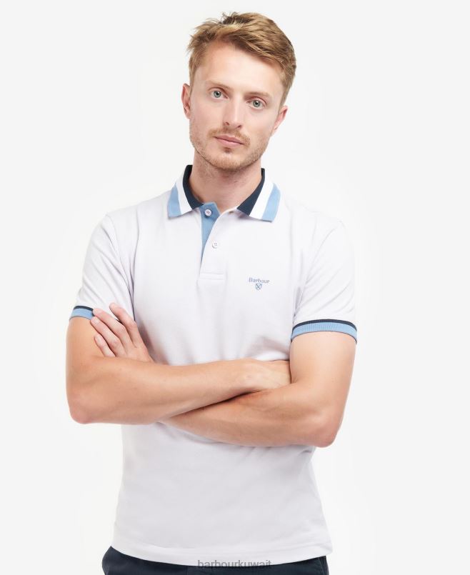 Barbour رجال قميص بولو finkle H2VVL685 ملابس زيتون ابيض