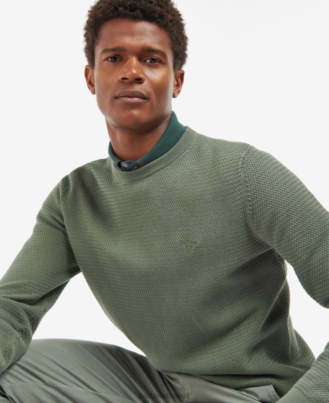 Barbour رجال fleming محبوك البلوز طاقم الرقبة H2VVL1128 ملابس مغسول باللون الأزرق