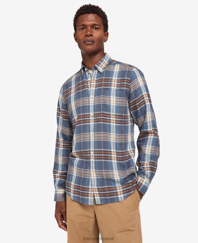 Barbour رجال قميص مفصل laneskin H2VVL516 ملابس منتصف الأزرق